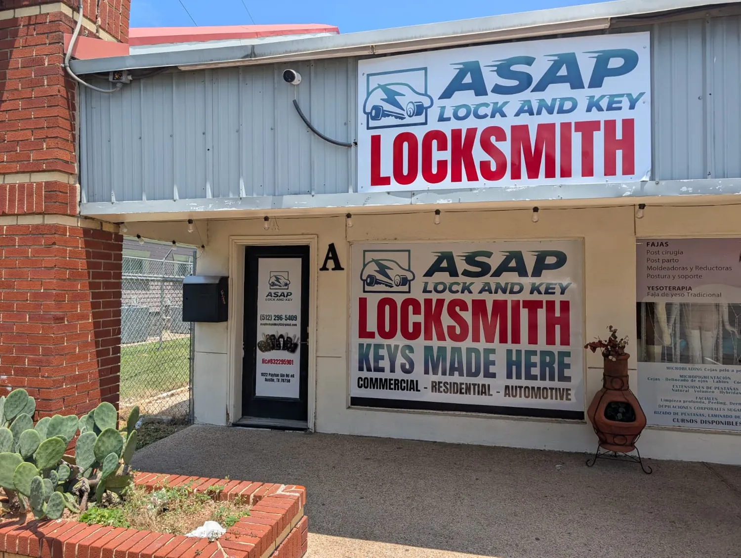 ASAP Lock and Key storefront signage on Payton Gin Road